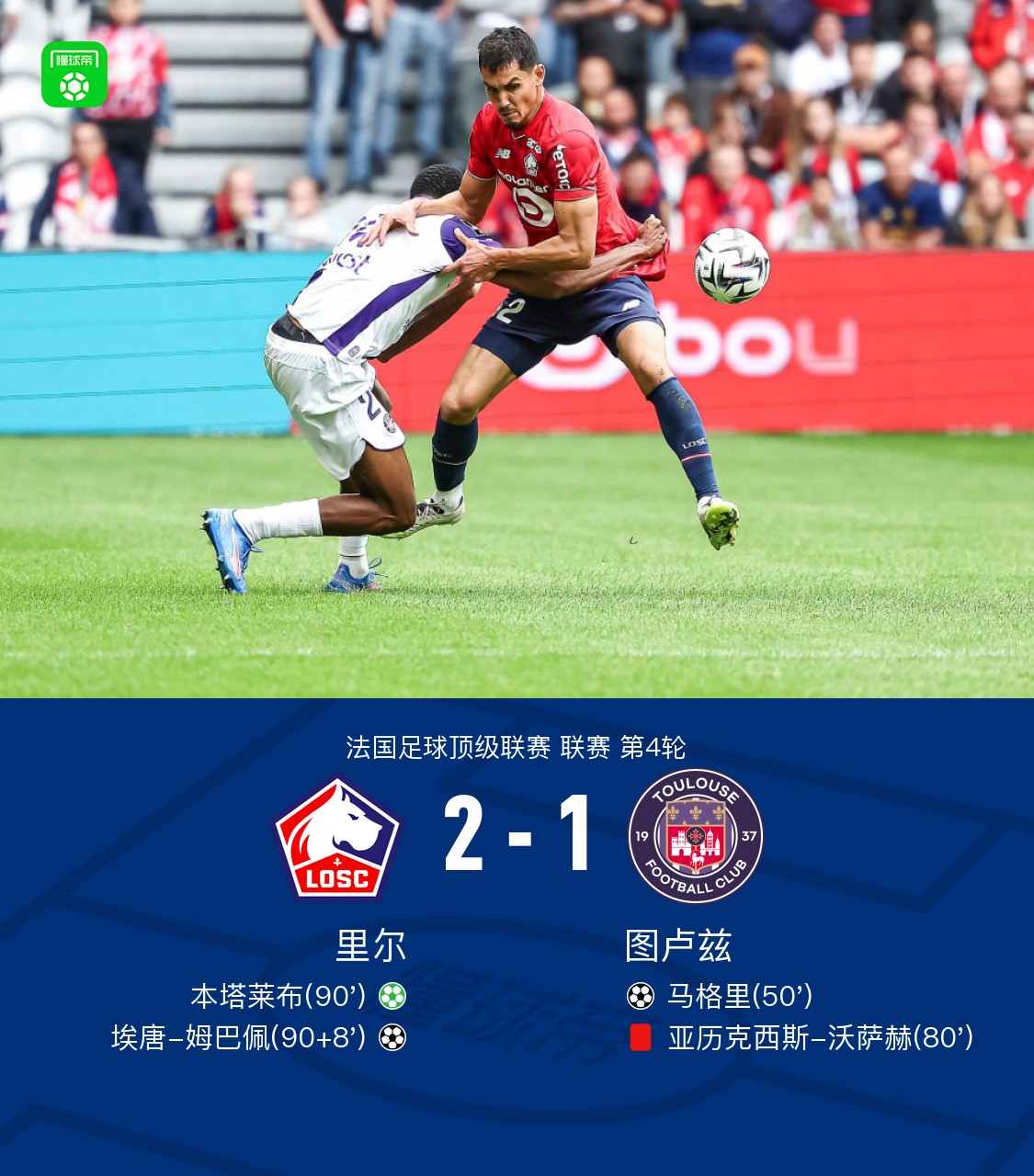 里尔客场大胜，继续领跑法国联赛